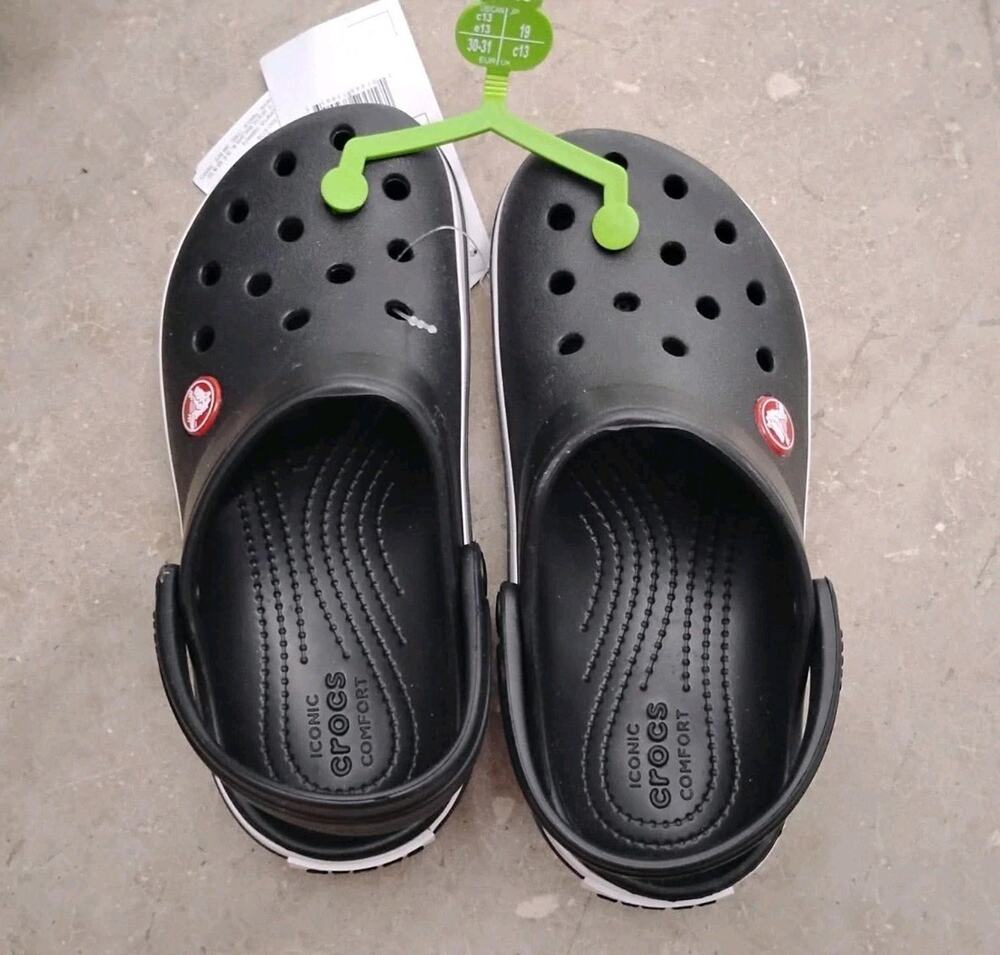 Size 13 Children's Unisex Iconic Crocs Comfort Black With Sneaker Side Walls